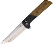 NMB2047UA5 — Couteau North Mountain Blade Chop 2 Button Lock Lame Acier Copper Five Layer Wave Tanto Manche PEI Ambré et Aluminium Noir Livraison Gratuite