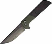 NMB2407SGCFD North Mountain Blade Chop 2 – Couteau Pliant Lame SLD‑Magic San Mai Tanto – Manche Alu/FCarbone Vert – Livraison Gratuite