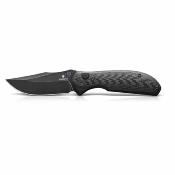 PFK19CDW Petrified Fish Guppy Couteau Lame Acier N690 Black Stonewash Manche Twill Carbon Fiber Button Lock Thumb Stud - Livraison Gratuite