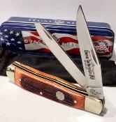 QAWB54 Queen USA Amber Winterbottom Bone Trapper – Couteau Pliant Traditionnel Clip & Spey Lame Acier Carbone 1095 Manche Os USA - Livraison Gratuite