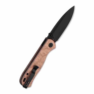 QS170E2 Couteau QSP Ferret | Lame Acier Nitro-V Satin | Manche FCarbone & Feuilles de Cuivre | Linerlock | Livraison Gratuite