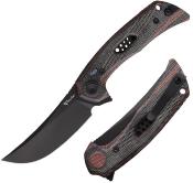 REA195 Reate Knives PL-7 Red/Black – Couteau lame Acier Nitro-V Blk Trailing Point Manche Micarta Verrouillage Pivot Lock Clip Titane - Livraison Gratuite