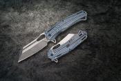 RR2145 Couteau Rough Ryder Pliant Tanto Lame Inox Manche Acier Bleu Stonewash Clip - Livraison Gratuite