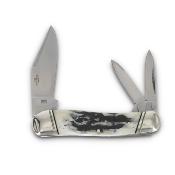 RR2575  Couteau Rough Ryder Whittler Clip Point Acier 440 Manche Black Stag-Bone Slip Joint - Livraison Gratuite