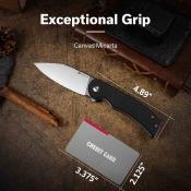 S230642 Couteau Sencut Omniform Lame Drop Point Acier 9Cr18MoV Manche Micarta Noir Linerlock IKBS – Livraison Gratuite