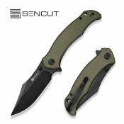 S250603 Sencut Tauron – Couteau pliant Liner Lock Lame Acier D2 Black Manche Olive Green Canvas Micarta - Livraison Gratuite