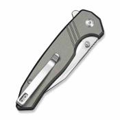 S250682 SENCUT Selkyris | Couteau Lame Wharncliffe Acier D2 | Manche Gray Alu Button Lock - Livraison Gratuite