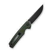 S251122 — Couteau Pliant Sencut Stria Lame Acier D2 Noir (59-61HRC) Manche Plaquettes Green Canvas Micarta Flipper Thumb Stud Livraison Gratuite
