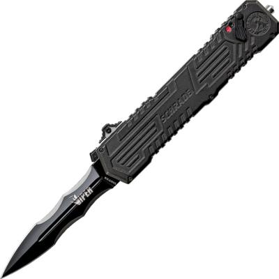 SCHOTF3CB Schrade Viper OTF | Couteau Automatique Lame Spear Point Acier 4034 | Manche Alu Noir | Brise-Vitre - Livraison Gratuite