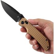 TB1095V5 — Couteau Tenable Knives Eaglestrike Crossbar Lock Acier Nitro-V 59-61 HRC Black Stonewash Spear-Point Manche Aluminium Bronze EDC - Livraison Gratuite