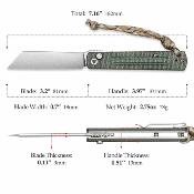 TVTY11GM10 Trivisa Hydra 04G – Couteau Higonokami Lame Acier 10Cr15CoMoV Button Lock Manche Micarta Green – Livraison Gratuite