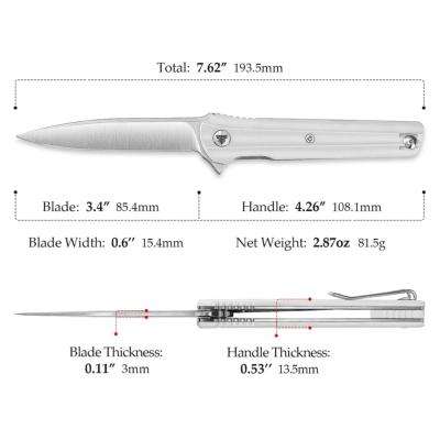 TVTY28WG14 Couteau Trivisa Seagull-White Drop Point Lame Acier 14C28N Manche G10 White Bearing Liner Lock - Livraison Gratuite