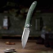 TVTY30GM14 Cuckoo-GM Couteau Trivisa | Lame Sheepsfoot Acier 14C28N | Manche Green Canvas Micarta Linerlock - Livraison Gratuite