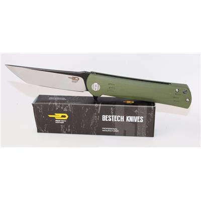 Couteau Bestech Knives Tanto Kendo Lame Acier D2 Manche Green G-10 Linerlock BTKG06B2 - Free Shipping
