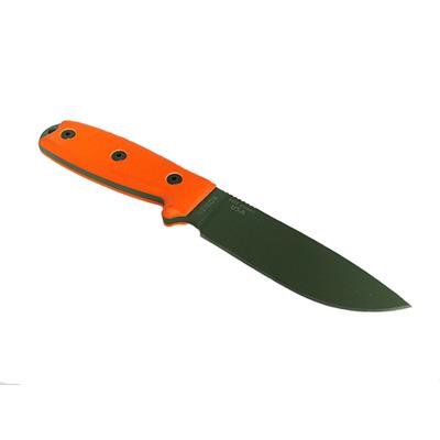 Couteau de Survie Esee Model 4 Plain Edge Manche Orange G-10 Acier 1095 Made In USA ES4PMBOD - Free Shipping