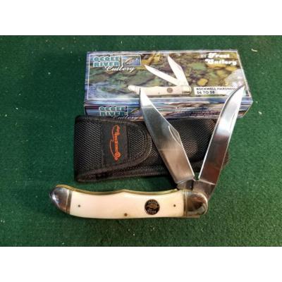 Couteau 2 Lames Frost Cutlery Ocoee River Folding Hunter Lame Acier Carbone Manche Os Etui Nylon FOC550WSB - Free Shipping