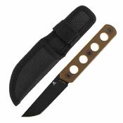 G2020A3 Couteau Foosa Tenable Knives | Lame Acier D2 Blackwash Tanto | Manche Plaquettes Amber PEI | Housse Nylon | Livraison Gratuite