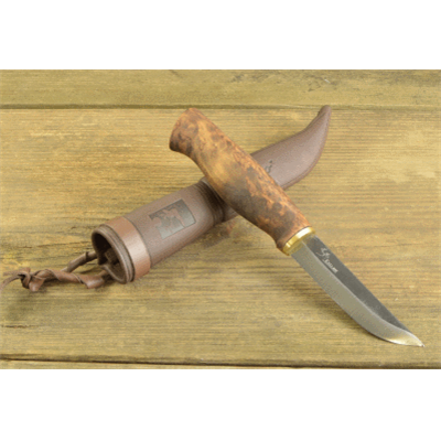 Couteau Kellam Puukko Bushcraft Lame Acier Carbone Manche Bois Etui Cuir Made In FInland KLKPR4 - Free Shipping