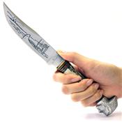Couteau Tête d'Indien Lame Acier Inox Manche Os Etui Cuir Rough Rider RR1631 - Free Shipping