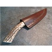 Skinner Couteau de Chasse Hunter Acier Carbone Manche Bois de Cerf Etui Cuir SS7018 - Free Shipping