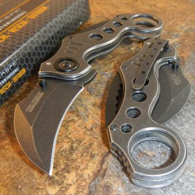 Couteau Karambit Tac Force Black Stonewash A/O Acier 440 Manche Acier Stonewash TF578SW - Free Shipping