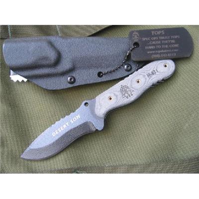 Couteau de Survie Tops Desert Son Acier 1095 Manche Micarta Etui Kydex Tops Knives Made In USA TPDSON01 - Free SHipping