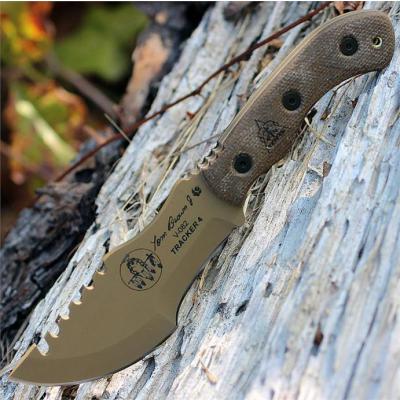 Couteau De Survie Tops Tom Brown Tracker Acier Carbone 1095 Manche Green Micarta Etui Kydex USA TPTBT04TAN - Free Shipping