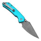 B1034H8 — Couteau Tenable Fenrir Acier Damas Blackwash Harpoon Manche Aluminium Bleu Top Liner Lock Livraison Gratuite