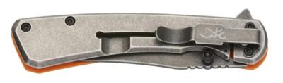 BR0560 Couteau Browning Branded Rock Flipper | Lame Clip Point Acier 7Cr17MoV | Manche G10 Orange | Framelock | Clip - Livraison Gratuite