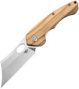 BTKL06B Couteau Bestech Skirmish | Lame Cleaver Acier 154CM | Liner Lock & Manche Bois d'Olivier - Livraison Gratuite
