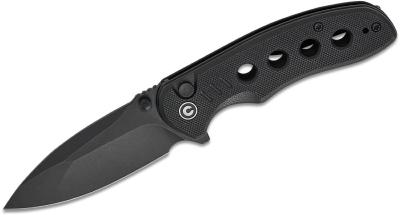 CIVC23085B1 Couteau CIVIVI Triptych Black Lame Acier 14C28N Black Manche G10 Noir Button Lock Céramique Bearing - Livraison Gratuite