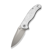 CIVC25037B1 — Couteau CIVIVI Vyrent Lame Acier Nitro-X7 Drop Point Stonewashed Manche Plaquettes G10 et Aluminium Foil Argenté Liner Lock Thumb Stud - Livraison Gratuite
