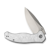 CIVC25037B1 — Couteau CIVIVI Vyrent Lame Acier Nitro-X7 Drop Point Stonewashed Manche Plaquettes G10 et Aluminium Foil Argenté Liner Lock Thumb Stud - Livraison Gratuite