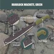 CTK287114GHC — Machete Condor Roarlock Étui nylon Noir Lame Acier Carbone 1075 Convex Grind Design Damas Manche Polypropylène Vert - Livraison Gratuite