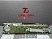 DTK3896MGR Dreamtech - Couteau de poche Lame Drop Point Acier D2 Manche Micarta Vert Linerlock - Livraison Gratuite