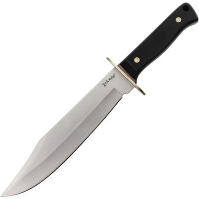 ERFIX136 Couteau Fixe Elk Ridge Bowie FIX136 Lame Acier 3Cr13 Manche POM Noir Étui Cuir - Livraison Gratuite
