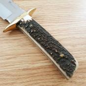 HR805 Hen & Rooster – Couteau Fixe Bowie | Lame Acier 440 Satinée | Manche Bois de Cerf | Étui Cuir - Livraison Gratuite