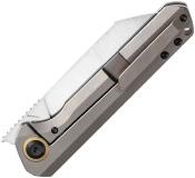 K1028A4 — Couteau Kansept Bulldozer Lame Acier CPM-20CV Stonewash Drop Point Manche Titane Anodisé Bronze Frame Lock Clip Livraison Gratuite