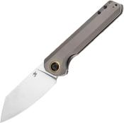 K1028A4 — Couteau Kansept Bulldozer Lame Acier CPM-20CV Stonewash Drop Point Manche Titane Anodisé Bronze Frame Lock Clip Livraison Gratuite