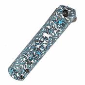 K2020T2 – Couteau Kansept Foosa Slipjoint Lame Tanto Acier Damas Manche Farbone Bleu/Blanc - Livraison Gratuite