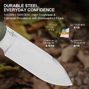 KI1101A2 Kizer Drop Bear 3 – Couteau Fixe Lame Drop Point Acier 14C28N Stonewash Manche Green Micarta Housse Polymère – Livraison Gratuite