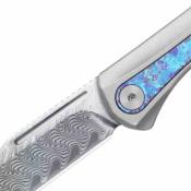 KI3732A1 Couteau Pliant Kizer Melody Lame Acier Damas (HRC 60-62) Manche Aluminium et Titane Cristallisé Slip Joint - Livraison Gratuite