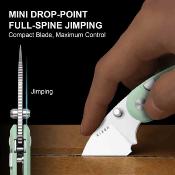 KIV2742A4 Kizer Microbe – Couteau Lame Acier 14C28N Satin Drop Point Manche G10 Jade Button Lock – Livraison Gratuite