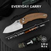 KIV3672A2  Couteau Kizer Bulldog | Lame Sheepsfoot Acier Nitro-V Satin | Manche Mkuruti Wood Clutch Lock - Livraison Gratuite
