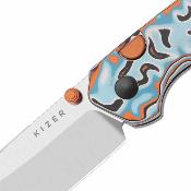 KIV3693BSA2 Couteau Kizer Madrac | Lame Acier 14C28N Sheepsfoot | Manche Norplex Micarta Multicolor | Button Lock | Livraison Gratuite