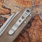 KIV3698A2  Kizer Renaissance | Couteau Lame Sheepsfoot Acier Bohler N690 Satin | Manche Brown Norplex UltreX Micarta Linerlock - Livraison Gratuite