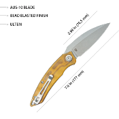 KUB333G Couteau Kubey Leaf Lame Spear Point AUS-10 Manche Ultem Linerlock Roulements céramique – Livraison Gratuite
