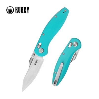 KUB422C Couteau Pliant Kubey Minor Lame Acier San Mai M2 (HRC 60-62) Manche G10 Tiffany Blue Crossbar Lock - Livraison Gratuite