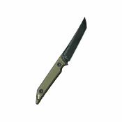 KUB430F Kubey Goliath – Couteau Lame fixe Tanto Acier 14C28N Black Manche Green Micarta - Housse kydex - Livraison Gratuite
