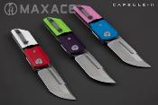 MAXMM272A Couteau Maxace Capsule II Lame Tanto Acier 10CR15COMOV Manche G-10 Rouge/Blanc Sécurité Liner Lock - Livraison Gratuite